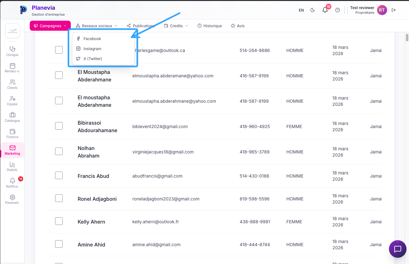 Connexion aux reseaux sociaux Planevia