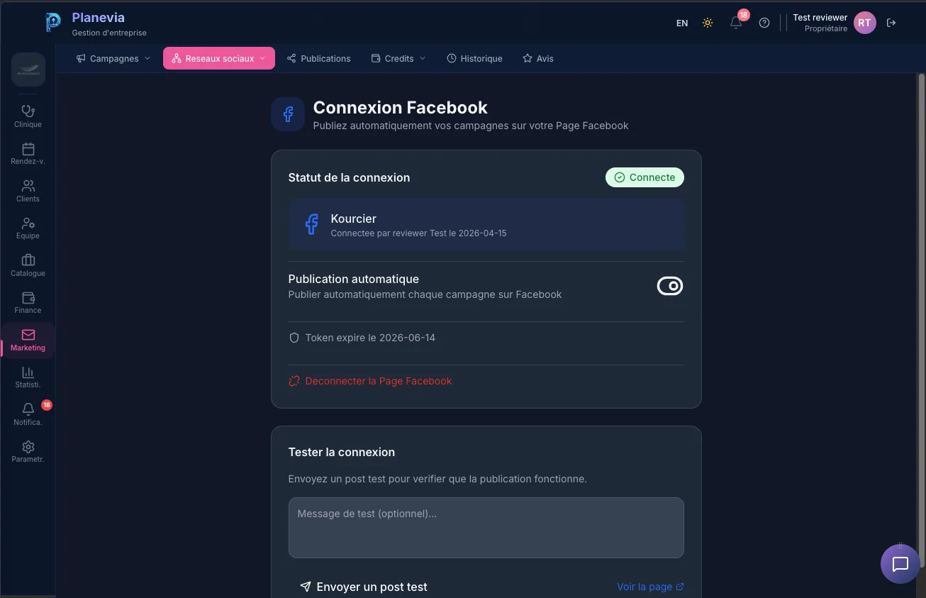 Connexion aux reseaux sociaux Planevia