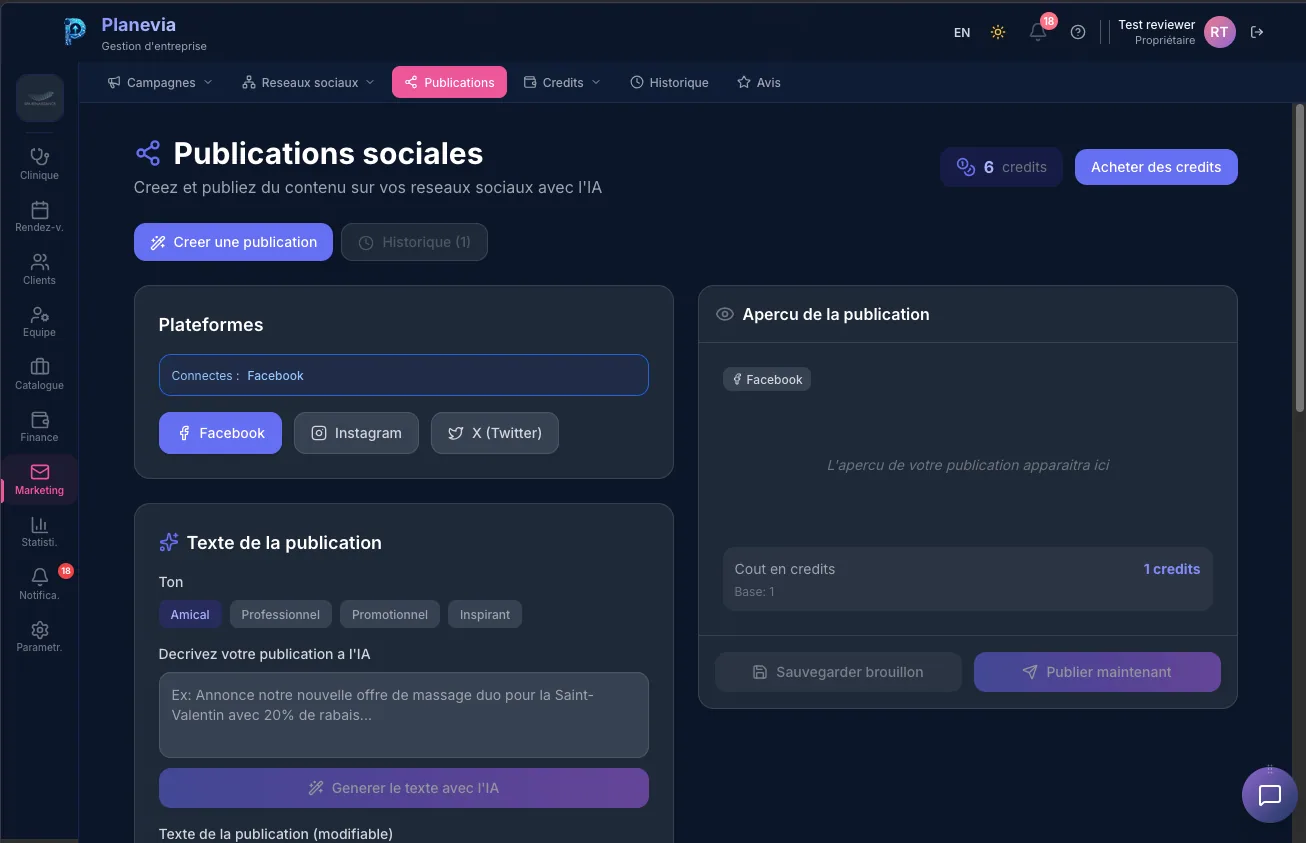 Generation de publication sociale par IA