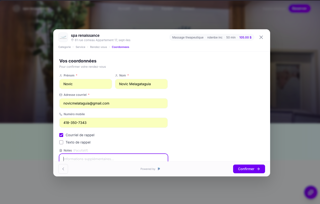 Coordonnees client Planevia