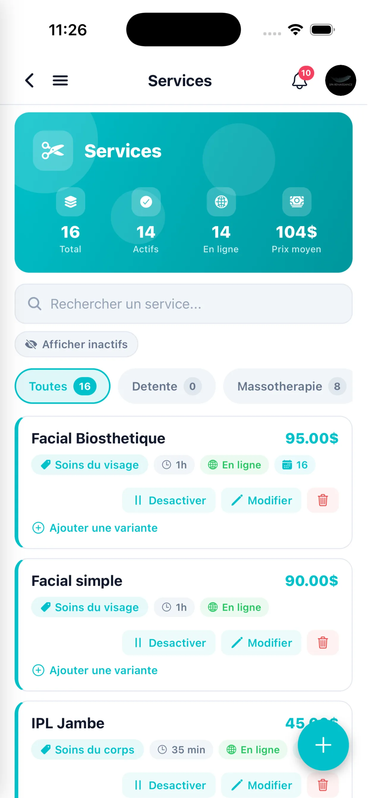 Catalogue & services — mobile